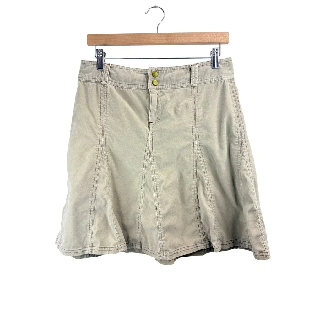 Athleta Khaki Corduroy A Line Flare Skirt Womens No Size Tag Boho Festival Comfy